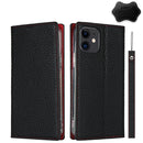 Litchi Genuine Leather Phone Case For iPhone 12 mini(Black)