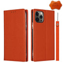 Litchi Genuine Leather Phone Case For iPhone 12 / 12 Pro(Orange)