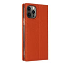 Litchi Genuine Leather Phone Case For iPhone 12 / 12 Pro(Orange)