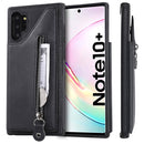 For Galaxy Note 10 Plus Solid Color Double Buckle Zipper Shockproof Protective Case(Black)