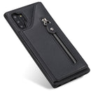 For Galaxy Note 10 Plus Solid Color Double Buckle Zipper Shockproof Protective Case(Black)