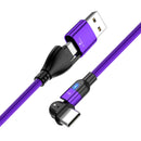 PD 60W Type-C / USB-C to Type-C / USB-C + USB 180 Degree Bending Charging Data Cable, Length:2m(Purple)