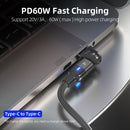PD 60W Type-C / USB-C to Type-C / USB-C + USB 180 Degree Bending Charging Data Cable, Length:2m(Purple)