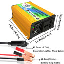 Tang I Generation 12V to 220V 3000W Intelligent Car Power Inverter with Dual USB(Yellow)