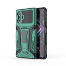 For Xiaomi Redmi K40 Gaming War Chariot Series Armor All-inclusive Shockproof PC + TPU Protective Case with Invisible Holder(Green)