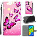 For Xiaomi Redmi Note 9/Redmi 10X 4G Voltage Coloured Drawing Magnetic Clasp Horizontal Flip PU Leather Case with Holder & Card Slots(C03 Gradient Pink Flying Butterflies)