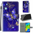 For Xiaomi Redmi Note 9/Redmi 10X 4G Voltage Coloured Drawing Magnetic Clasp Horizontal Flip PU Leather Case with Holder & Card Slots(C11 Blue Golden Chain Butterflies)
