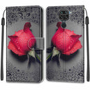 For Xiaomi Redmi Note 9/Redmi 10X 4G Voltage Coloured Drawing Magnetic Clasp Horizontal Flip PU Leather Case with Holder & Card Slots(C14 Black Water Drop Rose)