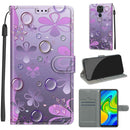 For Xiaomi Redmi Note 9/Redmi 10X 4G Voltage Coloured Drawing Magnetic Clasp Horizontal Flip PU Leather Case with Holder & Card Slots(C16 Water Drop Six Petal Flower)