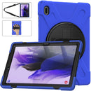 For Samsung Galaxy Tab S7 FE 5G 12.4 T730 Silicone + PC Protective Case with Holder & Shoulder Strap(Blue)