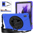 For Samsung Galaxy Tab S7 FE 5G 12.4 T730 Silicone + PC Protective Case with Holder & Shoulder Strap(Blue)