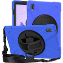 For Samsung Galaxy Tab S7 FE 5G 12.4 T730 Silicone + PC Protective Case with Holder & Shoulder Strap(Blue)