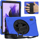 For Samsung Galaxy Tab S7 FE 5G 12.4 T730 Silicone + PC Protective Case with Holder & Shoulder Strap(Blue)