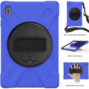 For Samsung Galaxy Tab S7 FE 5G 12.4 T730 Silicone + PC Protective Case with Holder & Shoulder Strap(Blue)