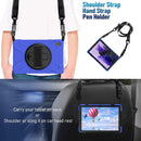 For Samsung Galaxy Tab S7 FE 5G 12.4 T730 Silicone + PC Protective Case with Holder & Shoulder Strap(Blue)