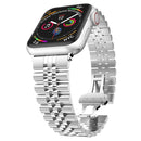 Man Five Beads Stainless Steel Watch Band, Width: 22mm For Apple Watch Series 7 41mm / 6 & SE & 5 & 4 40mm / 3 & 2 & 1 38mm(Silver)