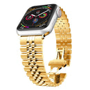 Man Five Beads Stainless Steel Watch Band, Width: 22mm For Apple Watch Series 7 41mm / 6 & SE & 5 & 4 40mm / 3 & 2 & 1 38mm(Gold)