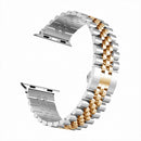 Man Five Beads Stainless Steel Watch Band, Width: 22mm For Apple Watch Series 7 41mm / 6 & SE & 5 & 4 40mm / 3 & 2 & 1 38mm(Silver + Gold)