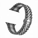 Man Five Beads Stainless Steel Watch Band, Width: 22mm For Apple Watch Series 7 41mm / 6 & SE & 5 & 4 40mm / 3 & 2 & 1 38mm(Black + Silver)