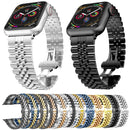 Man Five Beads Stainless Steel Watch Band, Width: 22mm For Apple Watch Series 7 41mm / 6 & SE & 5 & 4 40mm / 3 & 2 & 1 38mm(Rose Gold)