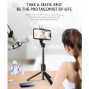 Q03S Fill Light Bluetooth Selfie Stick Tripod Mobile Phone Holder(Black)