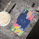 For Samsung Galaxy A32 4G Painted Smiley Face Pattern Liquid Silicone Shockproof Case(Dark Blue)