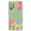 For Samsung Galaxy A52 Painted Smiley Face Pattern Liquid Silicone Shockproof Case(Green)