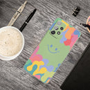 For Samsung Galaxy A52 Painted Smiley Face Pattern Liquid Silicone Shockproof Case(Green)