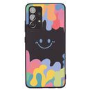 For Samsung Galaxy A52 Painted Smiley Face Pattern Liquid Silicone Shockproof Case(Black)