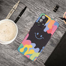 For Samsung Galaxy A52 Painted Smiley Face Pattern Liquid Silicone Shockproof Case(Black)