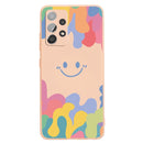 For Samsung Galaxy A52 Painted Smiley Face Pattern Liquid Silicone Shockproof Case(Pink)