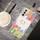 For Samsung Galaxy S21 FE 5G Painted Smiley Face Pattern Liquid Silicone Shockproof Case(White)