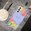 For Samsung Galaxy S21 FE 5G Painted Smiley Face Pattern Liquid Silicone Shockproof Case(Purple)