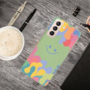 For Samsung Galaxy S21 FE 5G Painted Smiley Face Pattern Liquid Silicone Shockproof Case(Green)