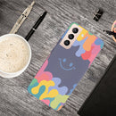 For Samsung Galaxy S21 FE 5G Painted Smiley Face Pattern Liquid Silicone Shockproof Case(Dark Grey)