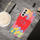 For Samsung Galaxy S21 FE 5G Painted Smiley Face Pattern Liquid Silicone Shockproof Case(Red)