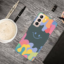 For Samsung Galaxy S21 FE 5G Painted Smiley Face Pattern Liquid Silicone Shockproof Case(Dark Green)