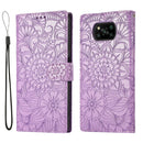 For Xiaomi POCO X3 NFC / X3 Pro / X3 Skin Feel Embossed Sunflower Horizontal Flip Leather Case with Holder & Card Slots & Wallet & Lanyard(Purple)