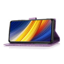 For Xiaomi POCO X3 NFC / X3 Pro / X3 Skin Feel Embossed Sunflower Horizontal Flip Leather Case with Holder & Card Slots & Wallet & Lanyard(Purple)