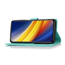 For Xiaomi POCO X3 NFC / X3 Pro / X3 Skin Feel Embossed Sunflower Horizontal Flip Leather Case with Holder & Card Slots & Wallet & Lanyard(Green)
