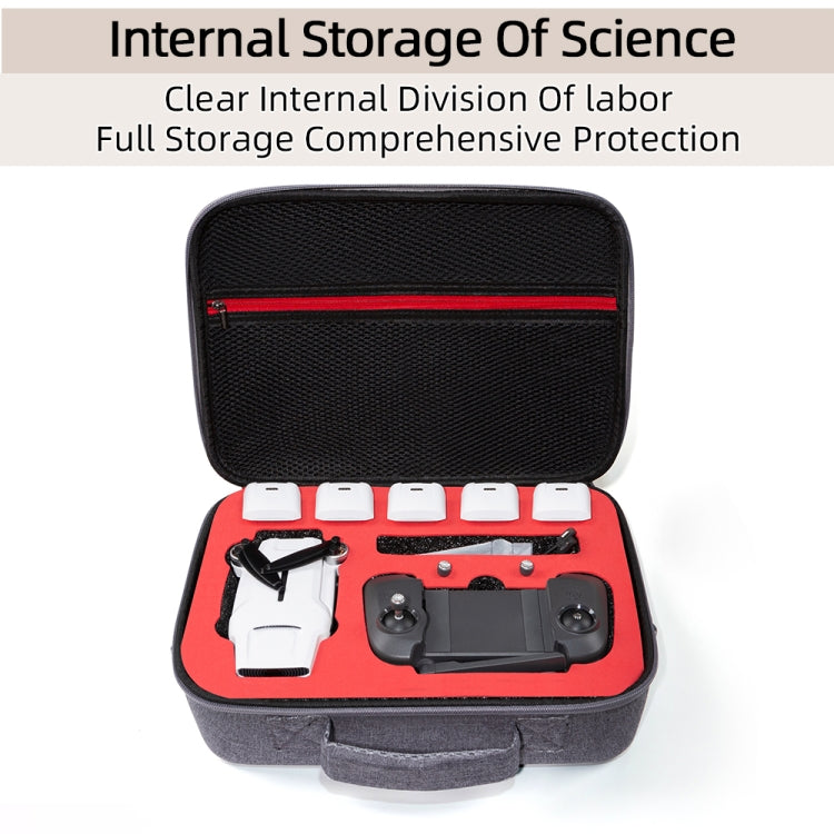 Grey Canvas Single Shoulder Storage Bag Shockproof Waterproof Travel Carrying Cover Hard Case for FIMI X8 Mini(Black + Red Liner)