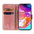For Samsung Galaxy A50 Embossed Lucky Tree Horizontal Flip Leather Case with Holder & Card Slot & Wallet & Lanyard(Rose Gold)
