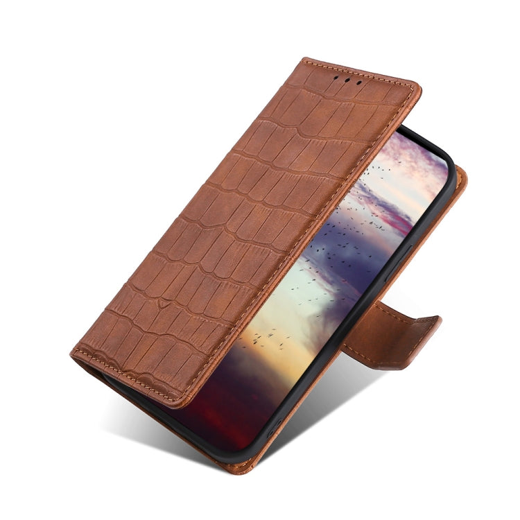Skin Feel Crocodile Texture Magnetic Clasp Horizontal Flip PU Leather Case with Holder & Card Slots & Wallet For iPhone 11(Brown)