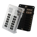 A5632 12-Way Fuse Box Blade Fuse Holder with Terminal + LED Warning Indicator + Screwdriver for Car Marine Boat