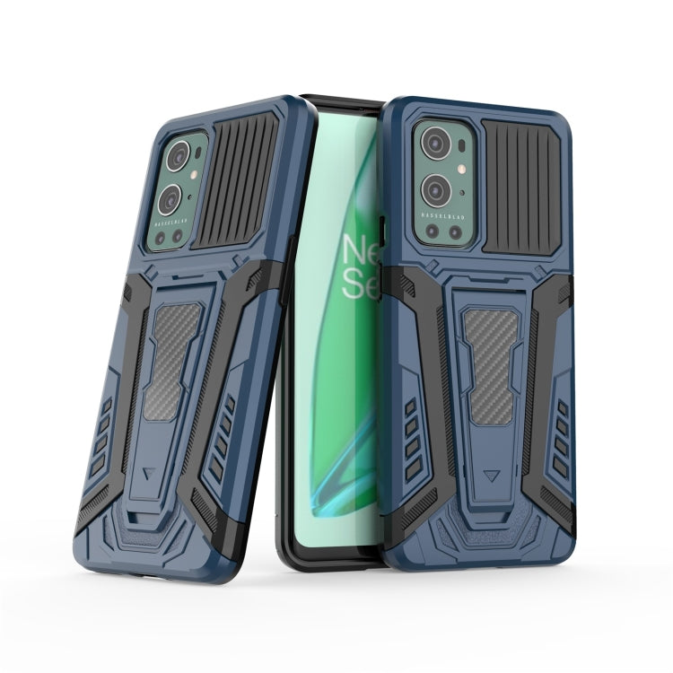 For OnePlus 9 Pro War Chariot Series Armor All-inclusive Shockproof PC + TPU Protective Case with Invisible Holder(Blue)