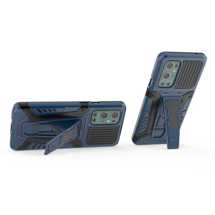 For OnePlus 9 Pro War Chariot Series Armor All-inclusive Shockproof PC + TPU Protective Case with Invisible Holder(Blue)
