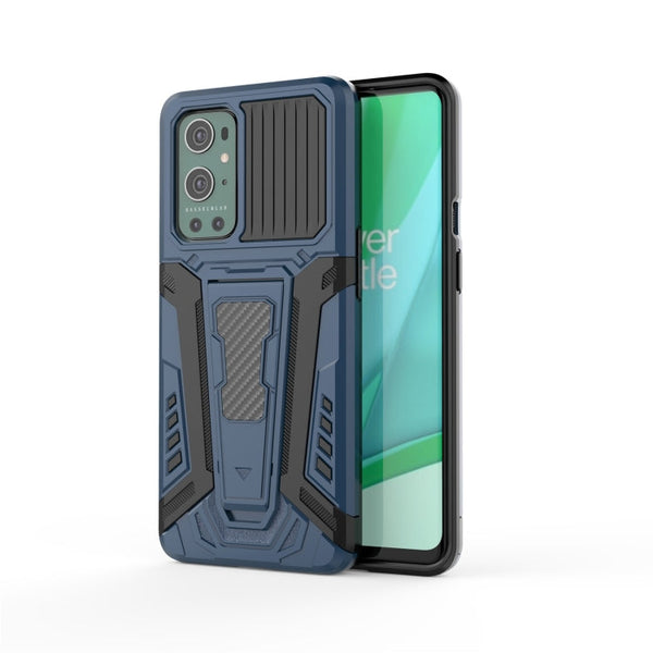 For OnePlus 9 Pro War Chariot Series Armor All-inclusive Shockproof PC + TPU Protective Case with Invisible Holder(Blue)