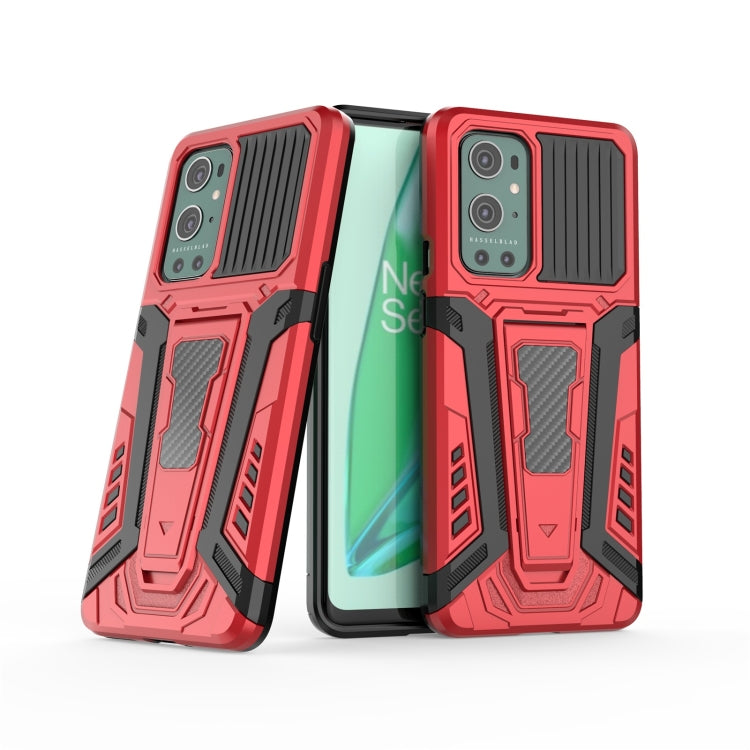 For OnePlus 9 Pro War Chariot Series Armor All-inclusive Shockproof PC + TPU Protective Case with Invisible Holder(Red)