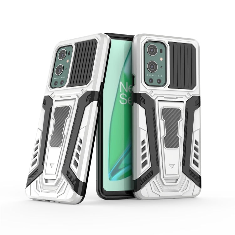For OnePlus 9 Pro War Chariot Series Armor All-inclusive Shockproof PC + TPU Protective Case with Invisible Holder(White)