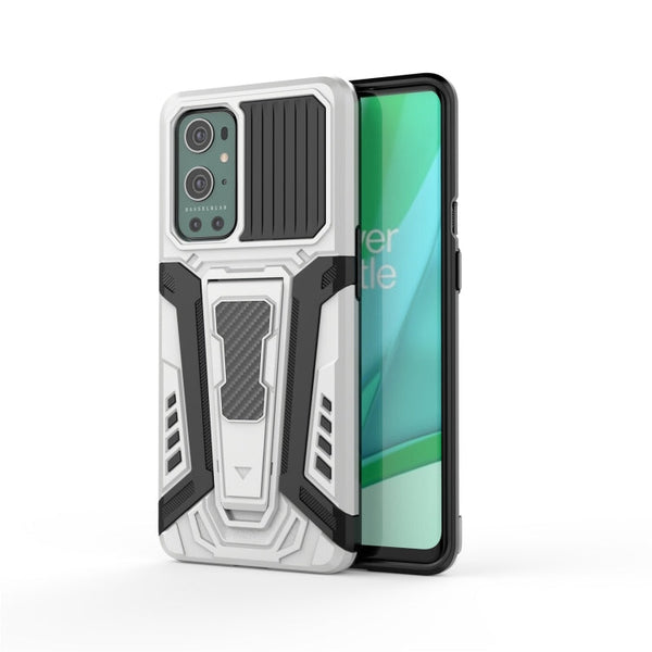 For OnePlus 9 Pro War Chariot Series Armor All-inclusive Shockproof PC + TPU Protective Case with Invisible Holder(White)